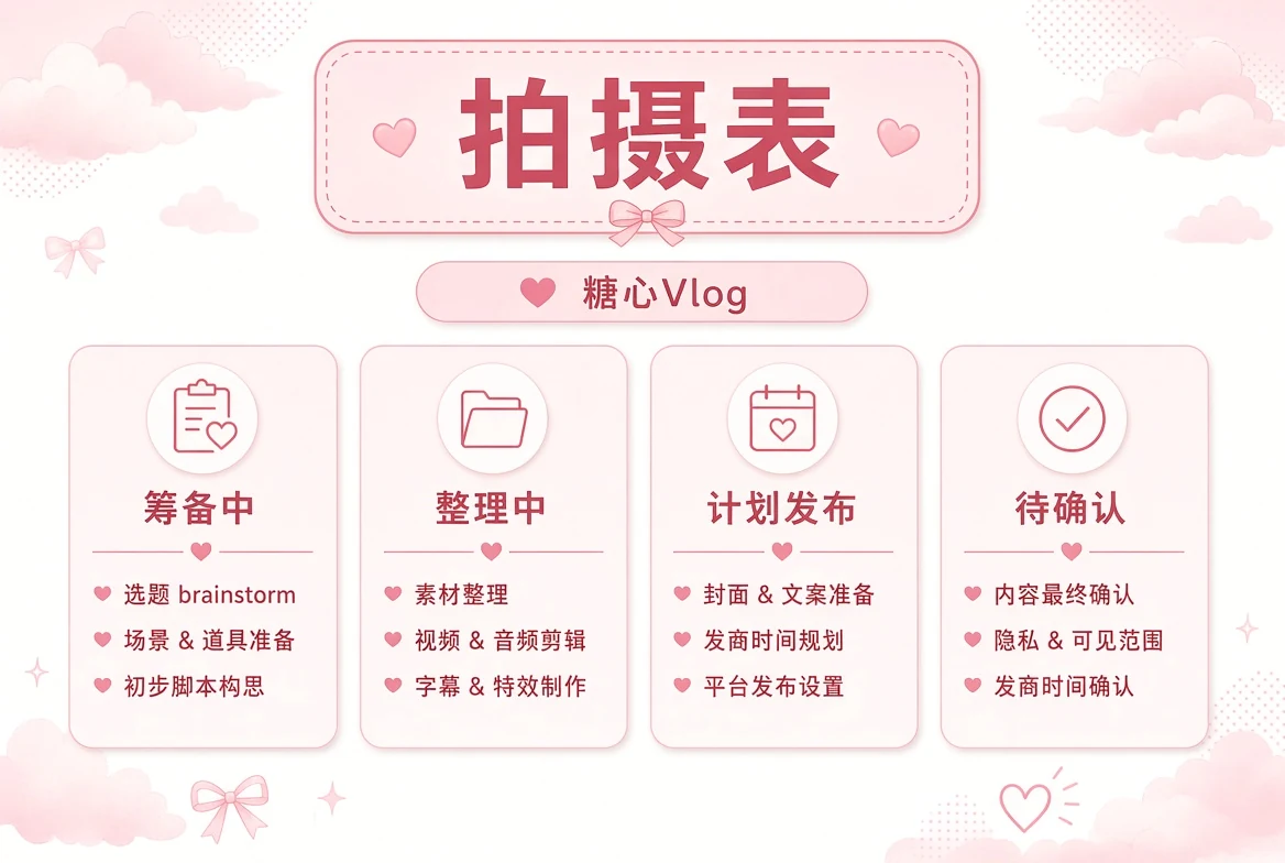 糖心Vlog 拍摄计划与内容状态